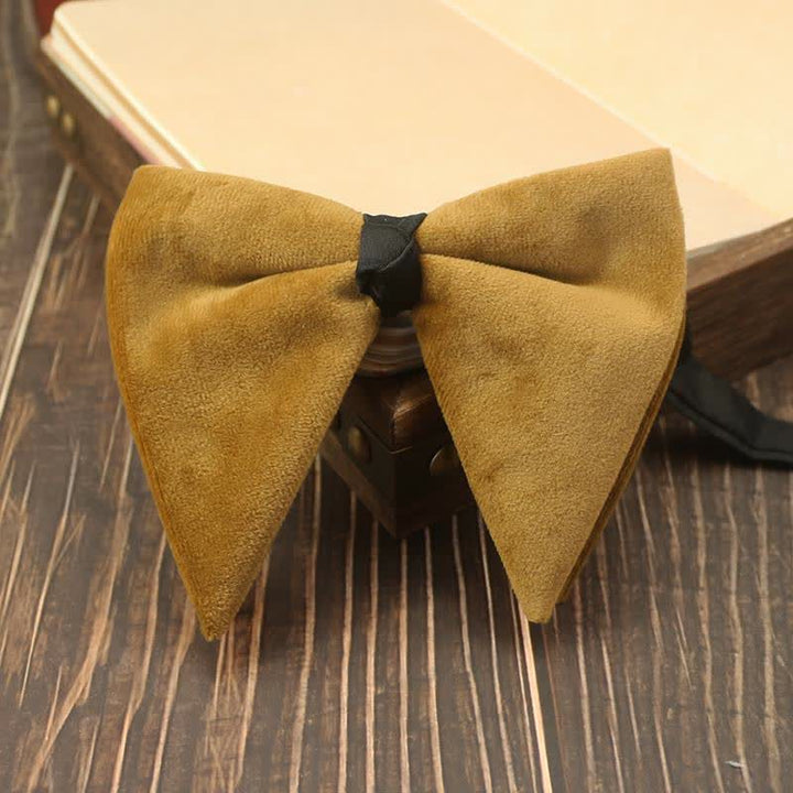 Pajarita de boda de terciopelo de gran tamaño y punta para hombre