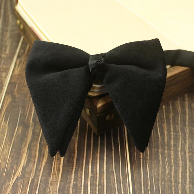 Pajarita de boda de terciopelo de gran tamaño y punta para hombre