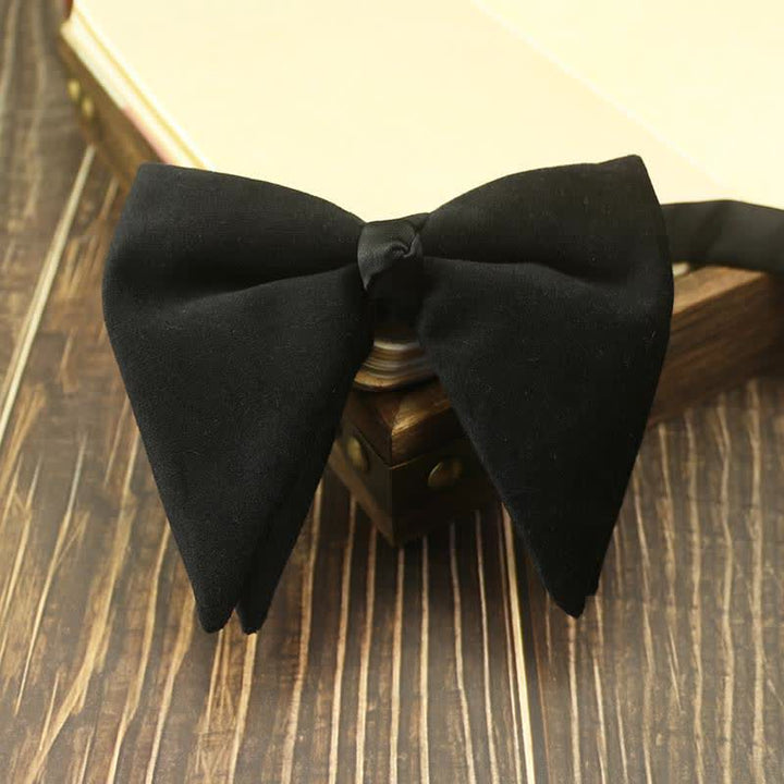 Pajarita de boda de terciopelo de gran tamaño y punta para hombre
