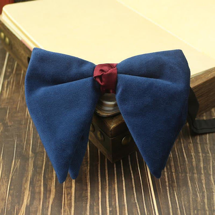 Pajarita de boda de terciopelo de gran tamaño y punta para hombre