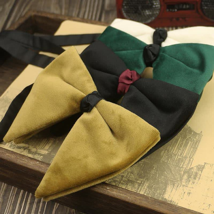 Pajarita de boda de terciopelo de gran tamaño y punta para hombre