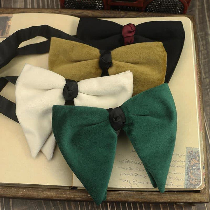 Pajarita de boda de terciopelo de gran tamaño y punta para hombre