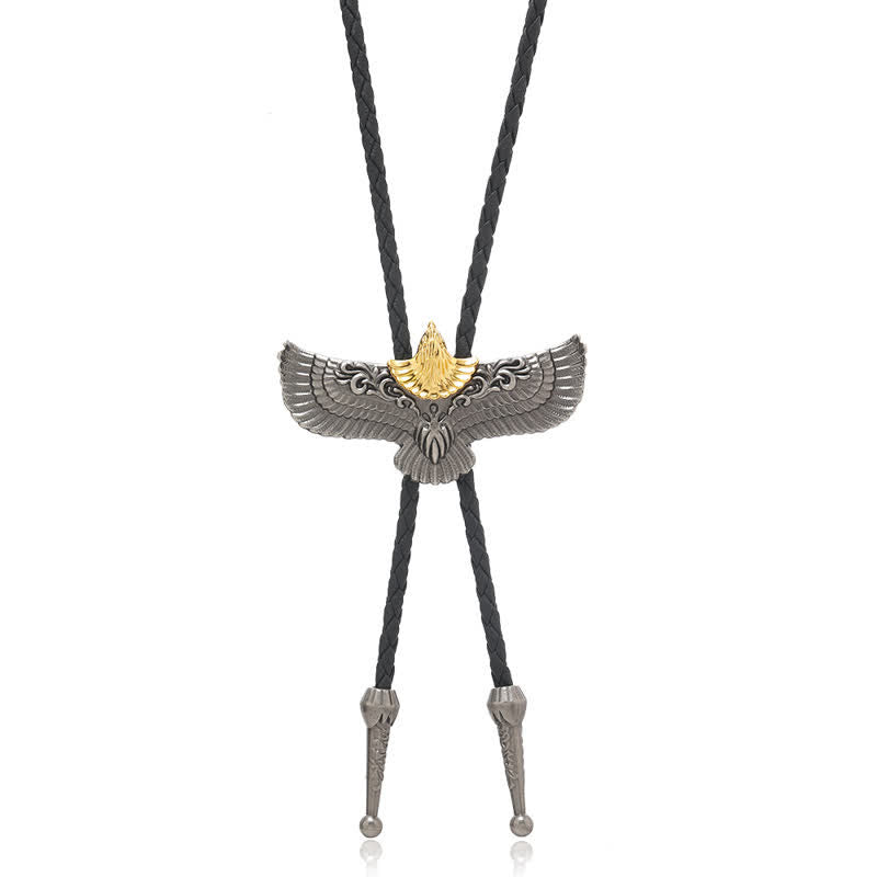 Corbata de bolo con diseño retro de águila volando con las alas extendidas