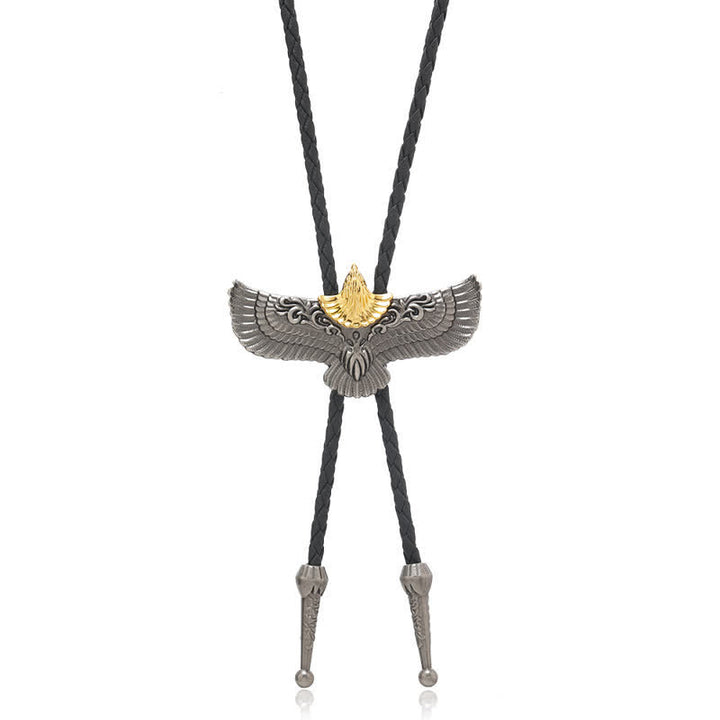 Corbata de bolo con diseño retro de águila volando con las alas extendidas