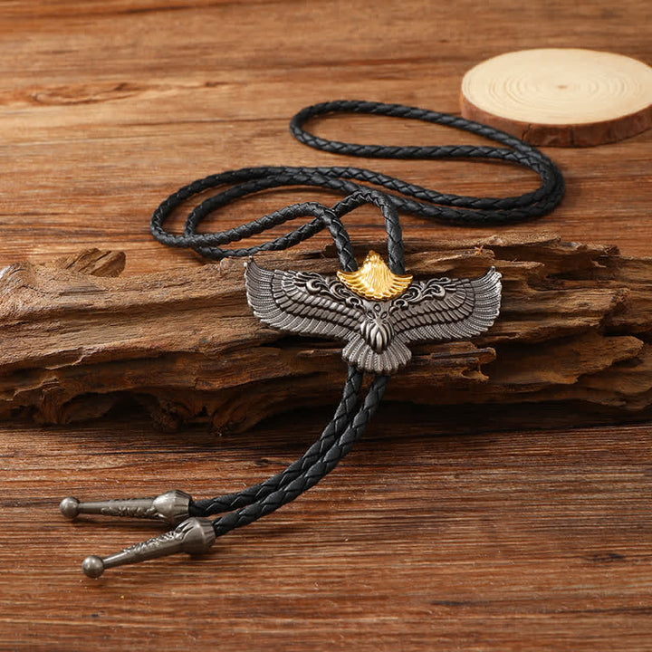 Corbata de bolo con diseño retro de águila volando con las alas extendidas