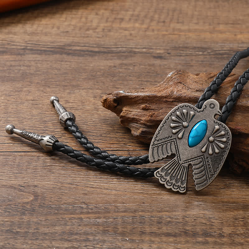 Corbata de bolo con piedra turquesa y pájaro águila occidental - Estilo #1 - image 1