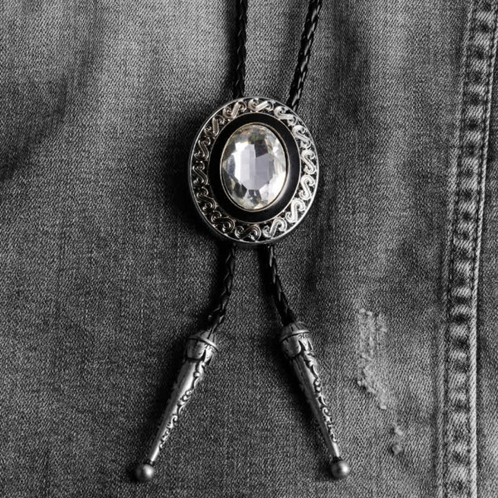 Corbata estilo bolo con incrustaciones de cristal en el medio estilo occidental