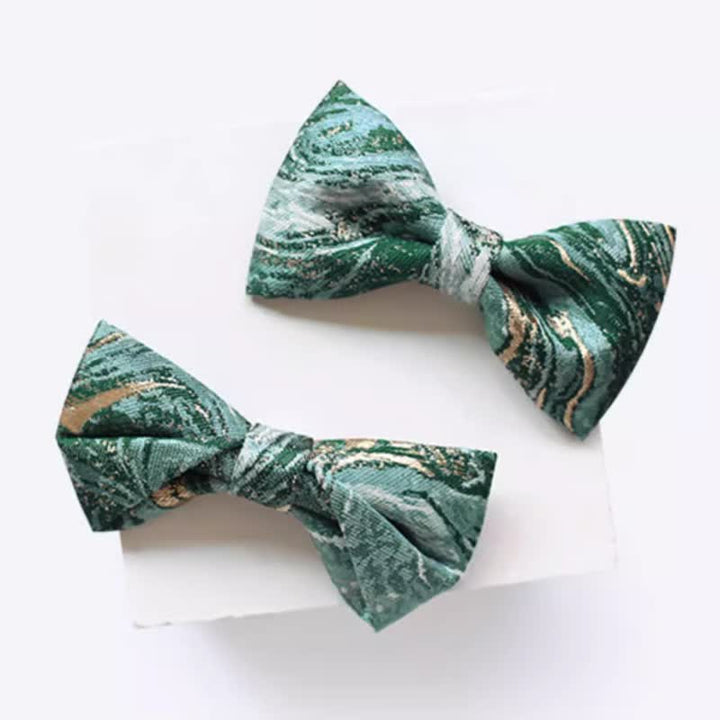 Pajarita de boda con detalles dorados en verde mar claro para hombre