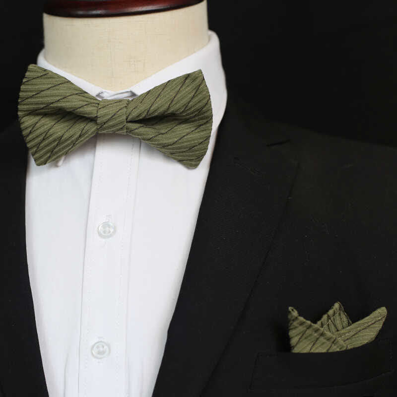 Pajarita de boda de sarga de la serie verde para hombre