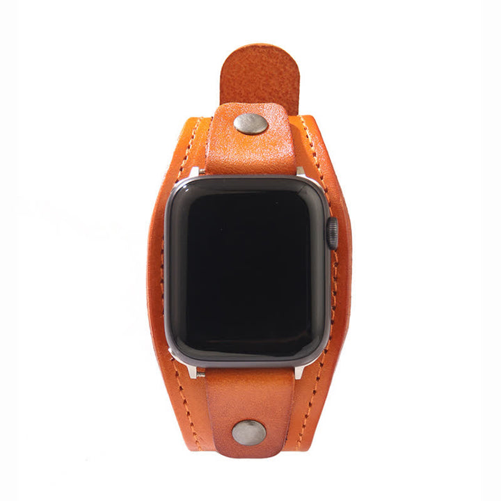 Pulsera de cuero genuino estilo punk para reloj inteligente