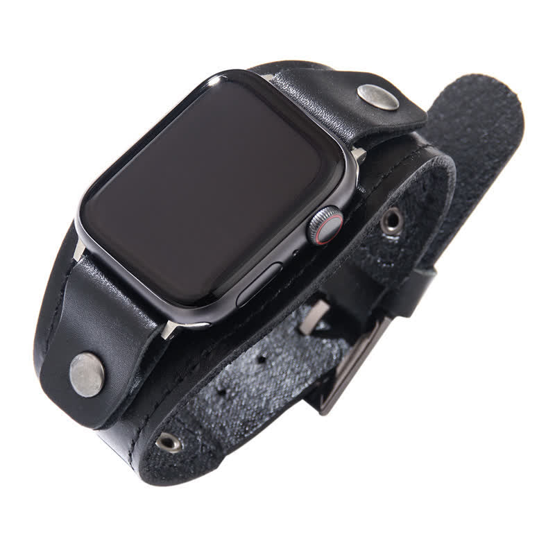 Pulsera de cuero genuino estilo punk para reloj inteligente