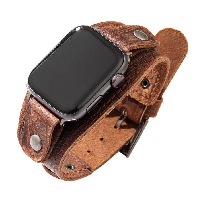 Pulsera de cuero genuino estilo punk para reloj inteligente