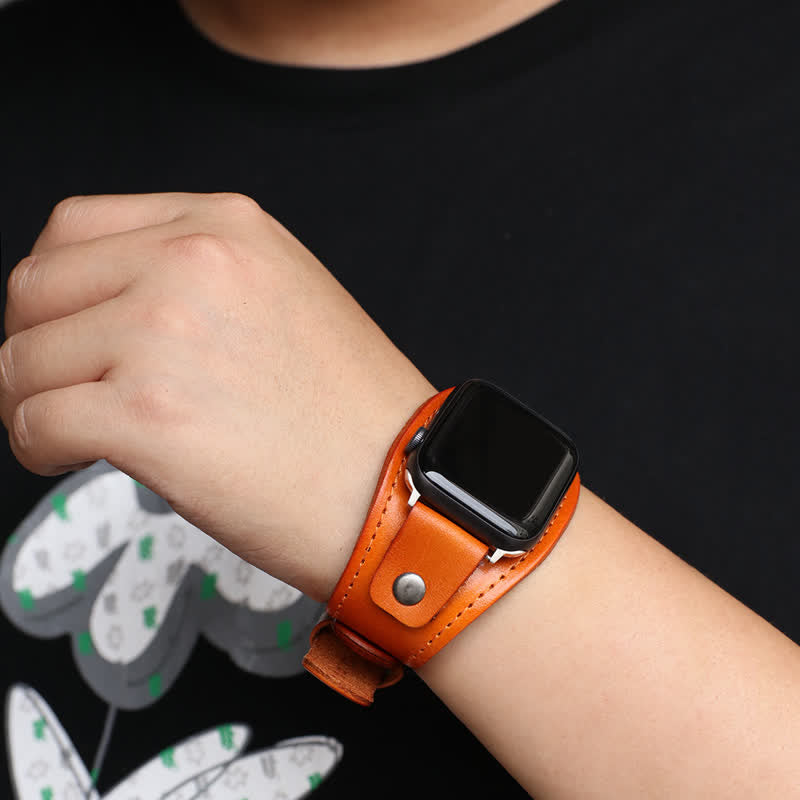 Pulsera de cuero genuino estilo punk para reloj inteligente