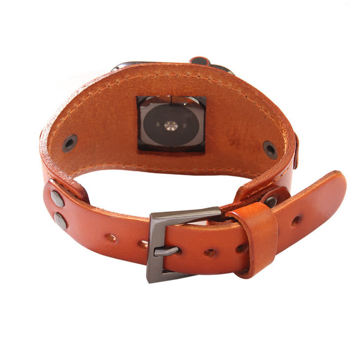 Pulsera de cuero genuino estilo punk para reloj inteligente
