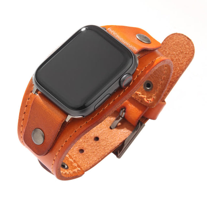 Pulsera de cuero genuino estilo punk para reloj inteligente