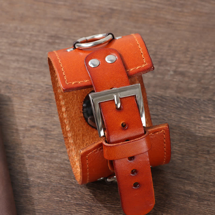 Correa de reloj inteligente de cuero genuino con decoración de anillo