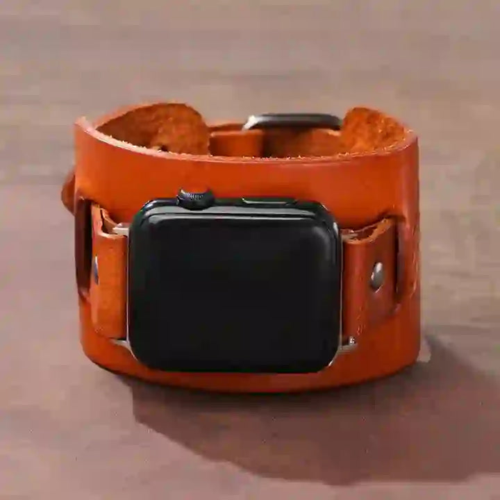 Correa de reloj de cuero con tótem de dragón y brújula vikinga