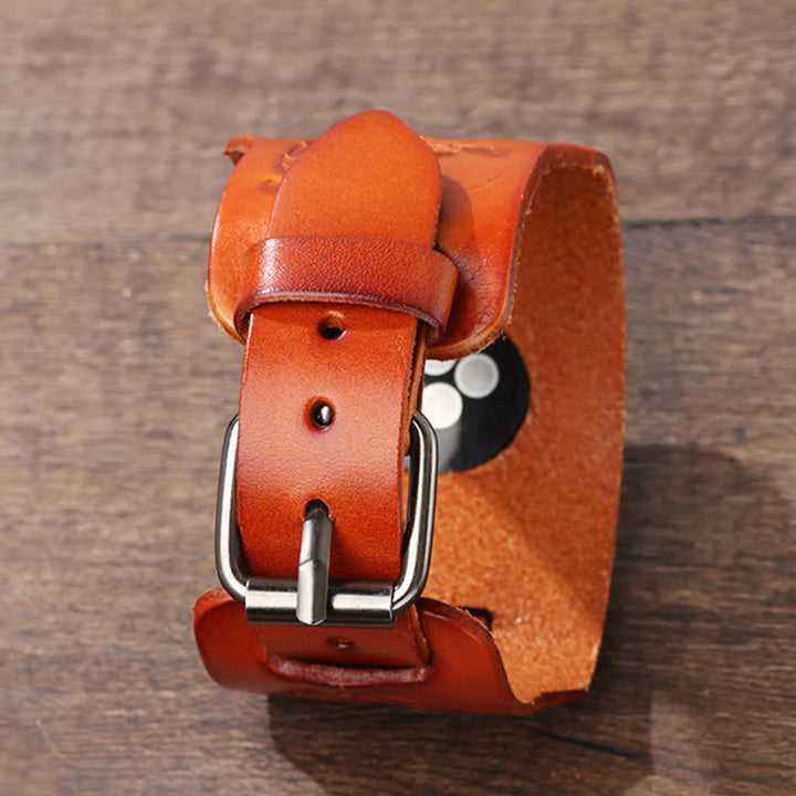 Correa de reloj de cuero con tótem vikingo de águila masculina