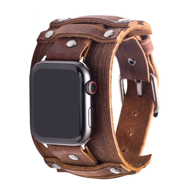 Correa de reloj de cuero genuino con correa ancha estilo punk