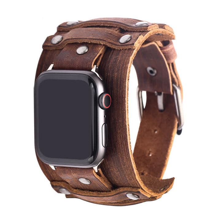 Correa de reloj de cuero genuino con correa ancha estilo punk
