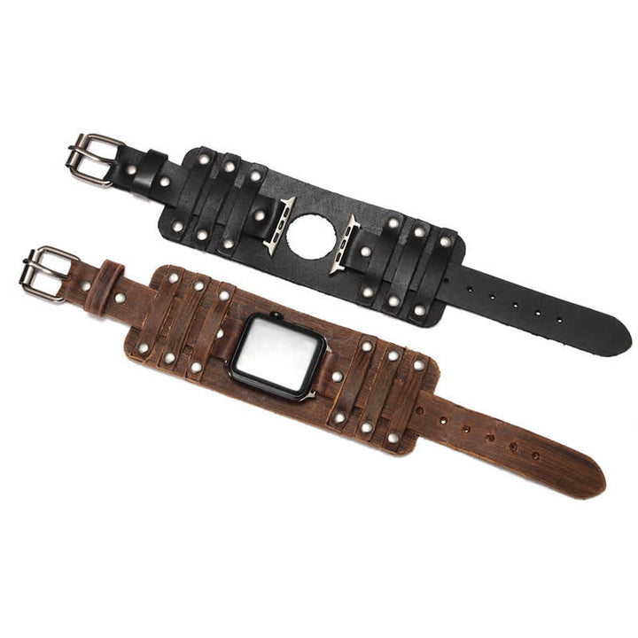 Correa de reloj de cuero genuino con correa ancha estilo punk