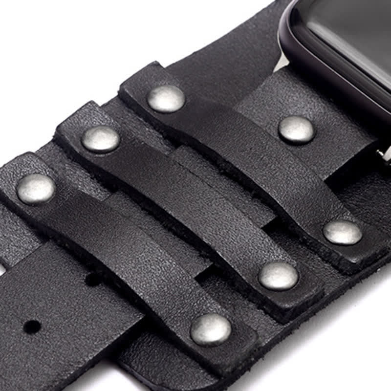 Correa de reloj de cuero genuino con correa ancha estilo punk