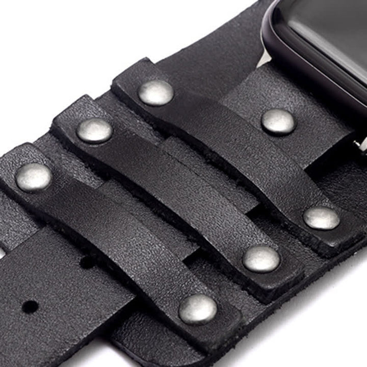 Correa de reloj de cuero genuino con correa ancha estilo punk