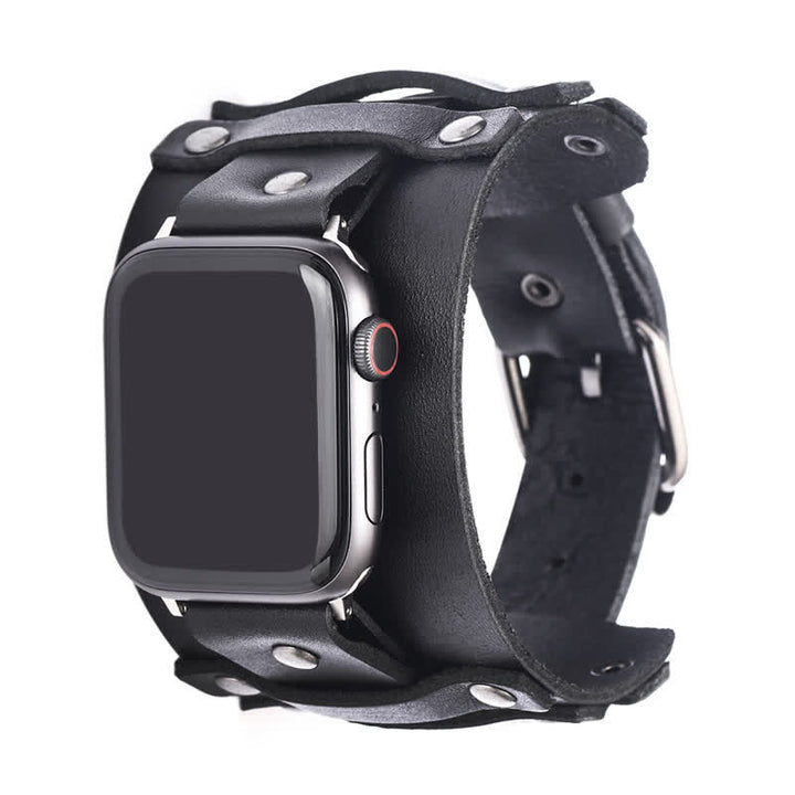 Correa de reloj de cuero genuino con correa ancha estilo punk