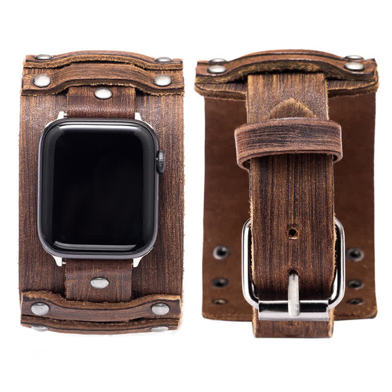 Correa de reloj de cuero genuino con correa ancha estilo punk
