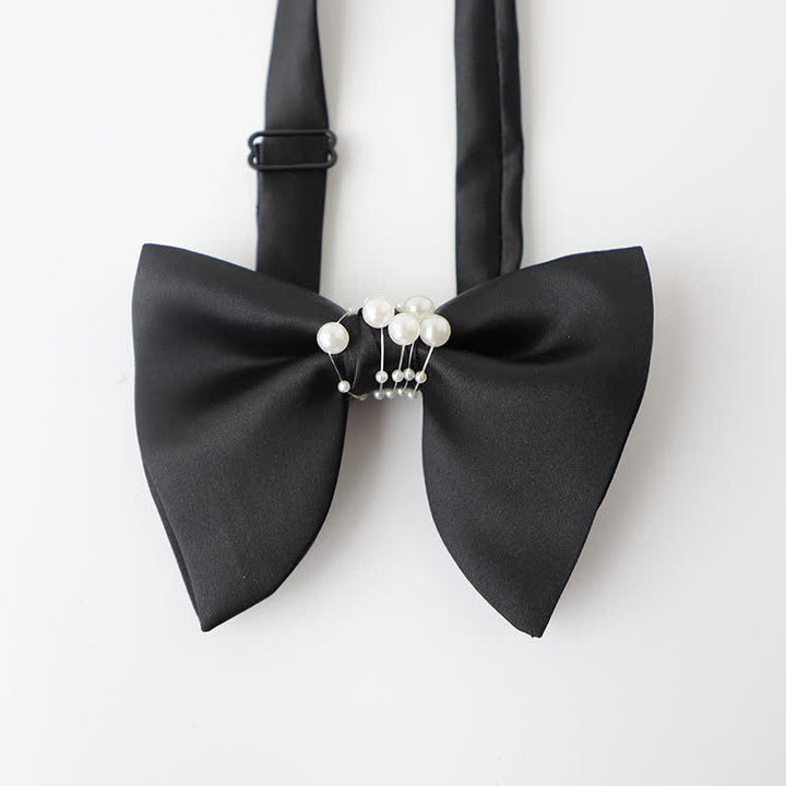 Pajarita de boda negra con perla y temperamento para hombre