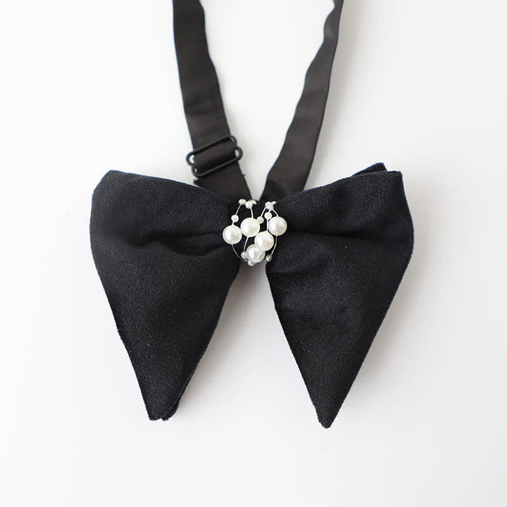 Pajarita de boda negra con perla y temperamento para hombre