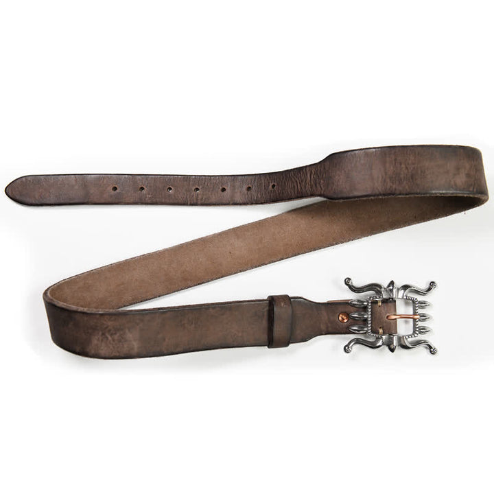 Cinturón de cuero con hebilla de pulpo moderno y estilo punk para hombre