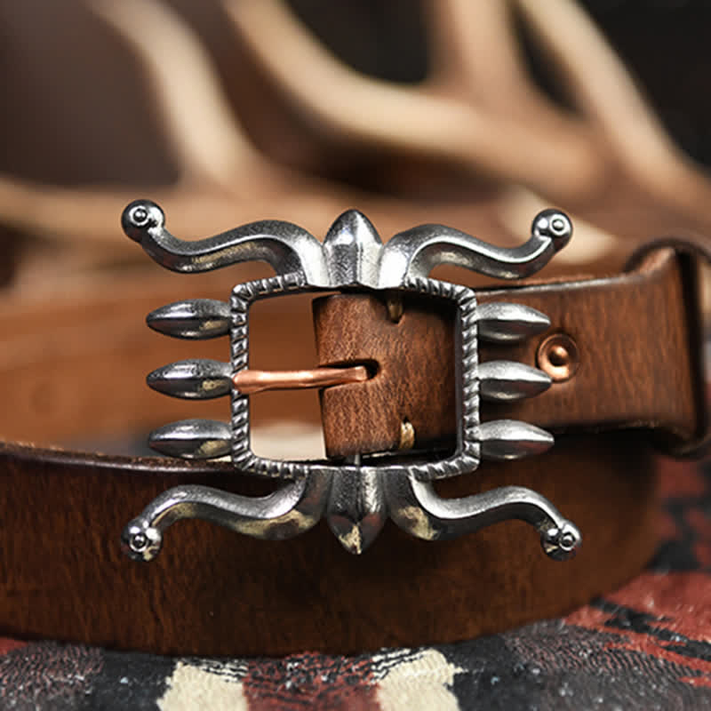 Cinturón de cuero con hebilla de pulpo moderno y estilo punk para hombre