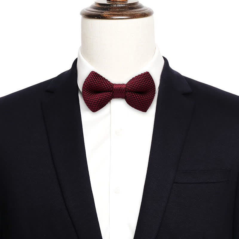 Pajarita de novio de punto de color liso y sencilla para hombre