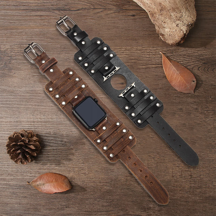 Correa de reloj de cuero genuino con correa ancha estilo punk