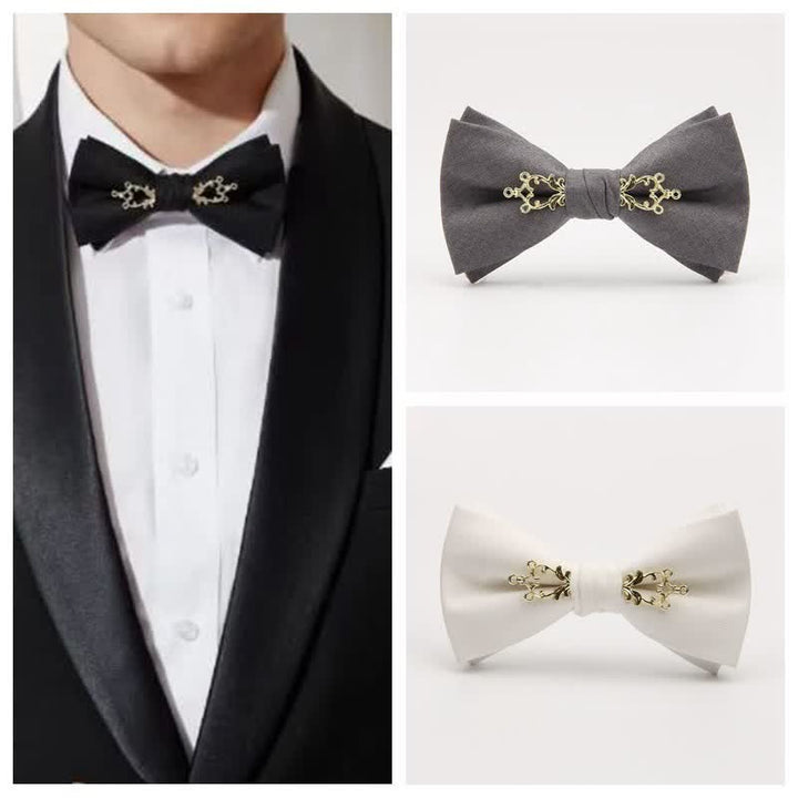 Pajarita de boda para hombre con flores metalizadas para festivales
