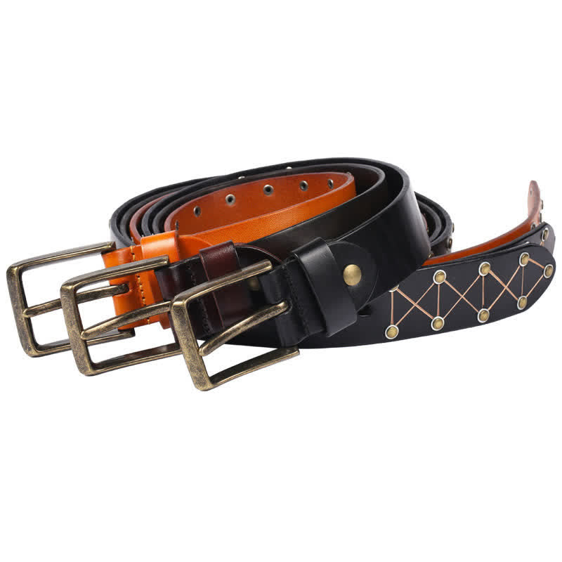 Cinturón de cuero vintage con tachuelas y remaches estilo punk para hombre
