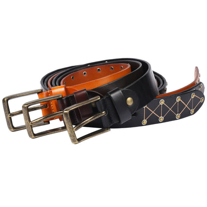 Cinturón de cuero vintage con tachuelas y remaches estilo punk para hombre
