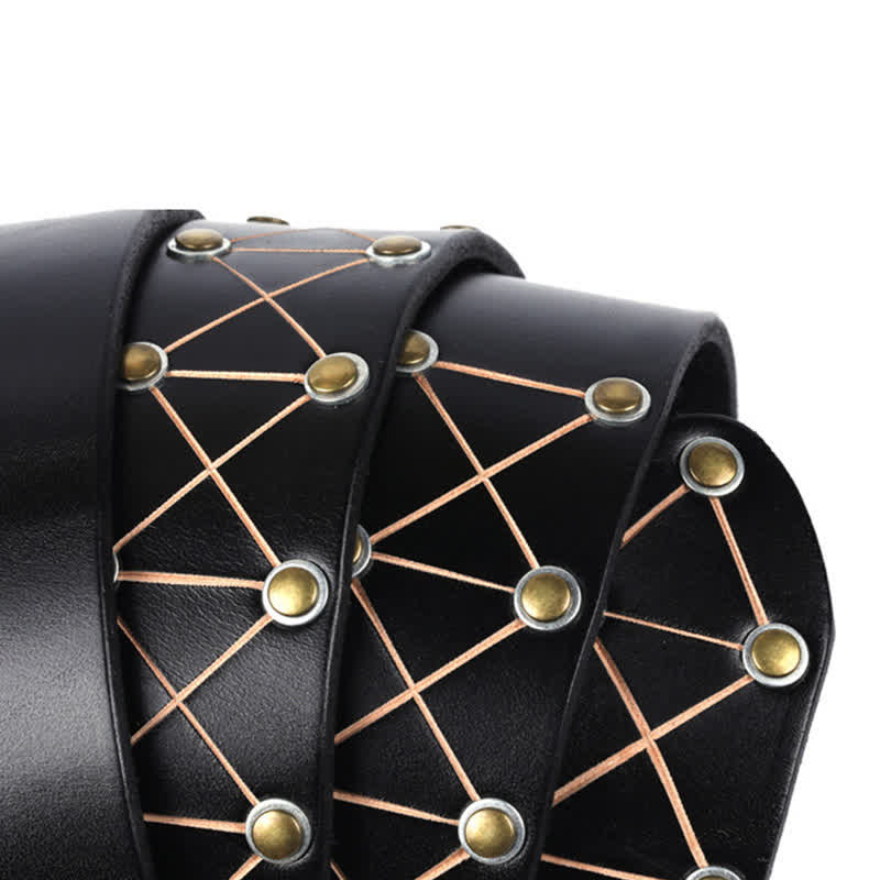Cinturón de cuero vintage con tachuelas y remaches estilo punk para hombre