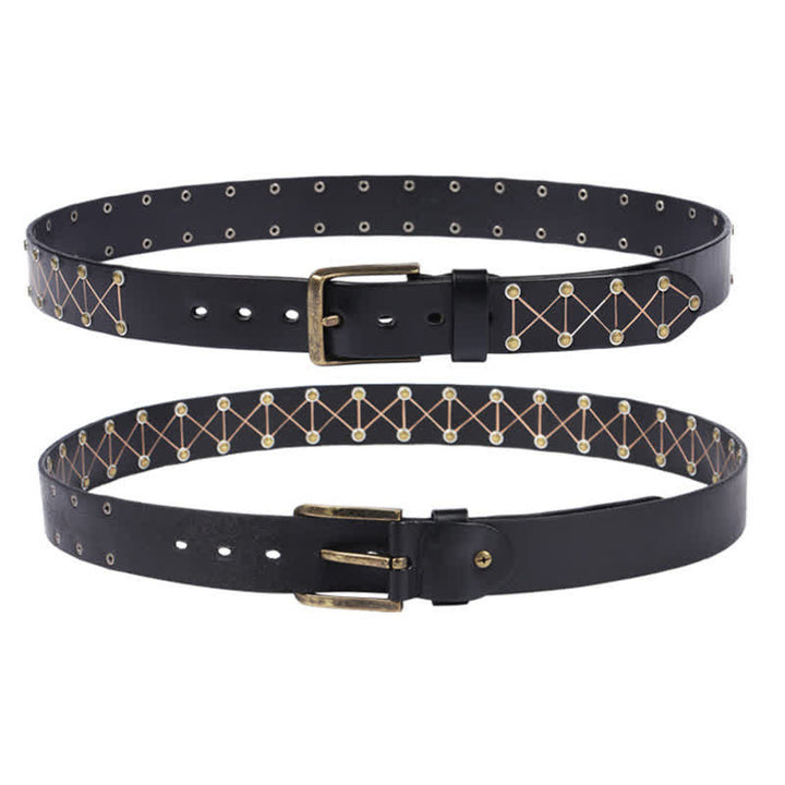 Cinturón de cuero vintage con tachuelas y remaches estilo punk para hombre