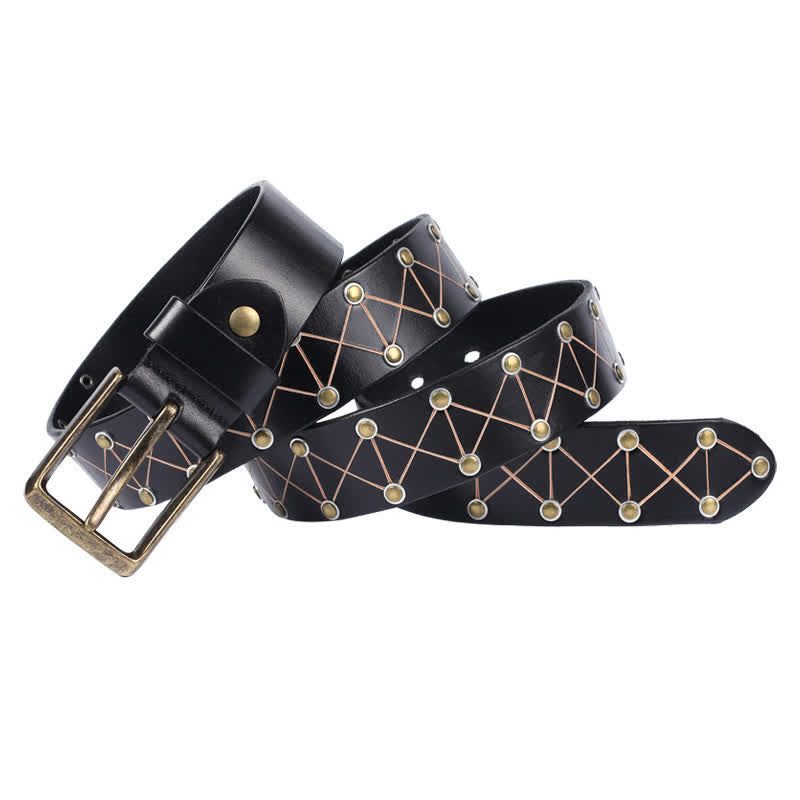 Cinturón de cuero vintage con tachuelas y remaches estilo punk para hombre