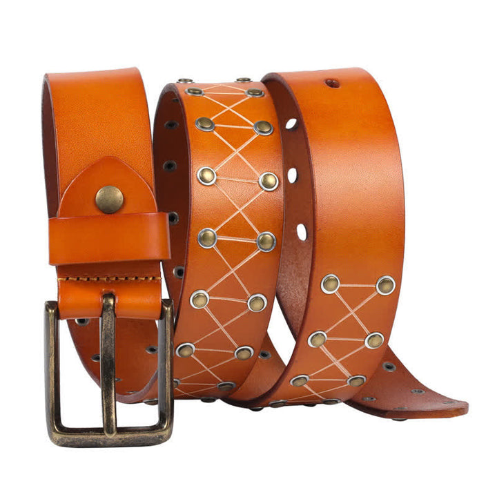 Cinturón de cuero vintage con tachuelas y remaches estilo punk para hombre