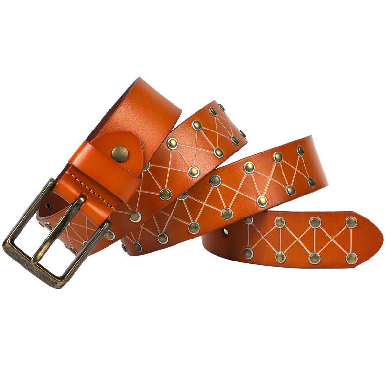 Cinturón de cuero vintage con tachuelas y remaches estilo punk para hombre