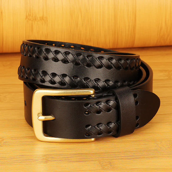 Cinturón de cuero tejido para jeans de trabajo informal para hombres