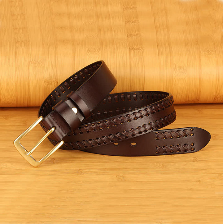 Cinturón de cuero tejido para jeans de trabajo informal para hombres