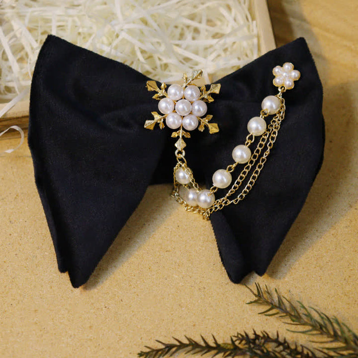 Conjunto de pajaritas de terciopelo negro con brillantes diamantes de imitación