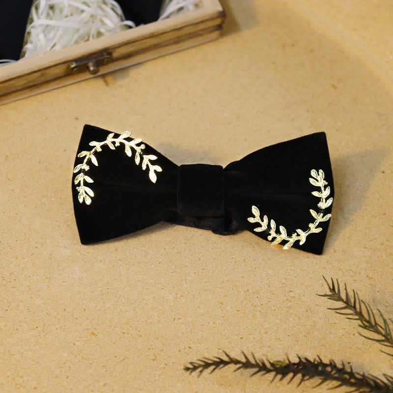 Conjunto de pajaritas de terciopelo negro con brillantes diamantes de imitación