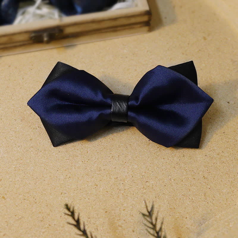 Conjunto de pajaritas de caballero con diamantes de imitación de color azul marino