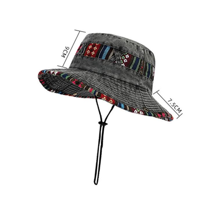 Sombrero de pescador unisex con diseño floral geométrico y bohemio