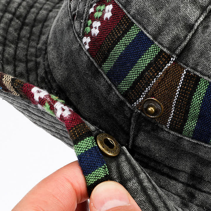 Sombrero de pescador unisex con diseño floral geométrico y bohemio